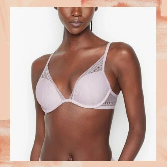 Victoria's Secret Pink Lace Incredible Plunge Bra 32DDD - Picture 1 of 9